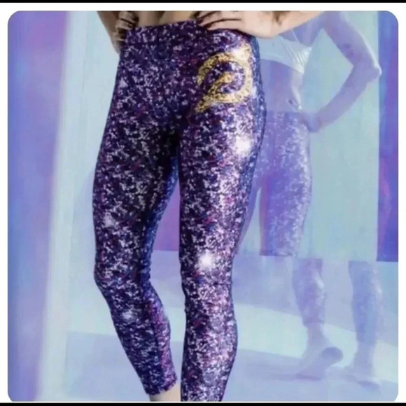 Peloton Cycle x Terez Active Leggings Logo Purple Speckles Womens Size M - Picture 4 of 14